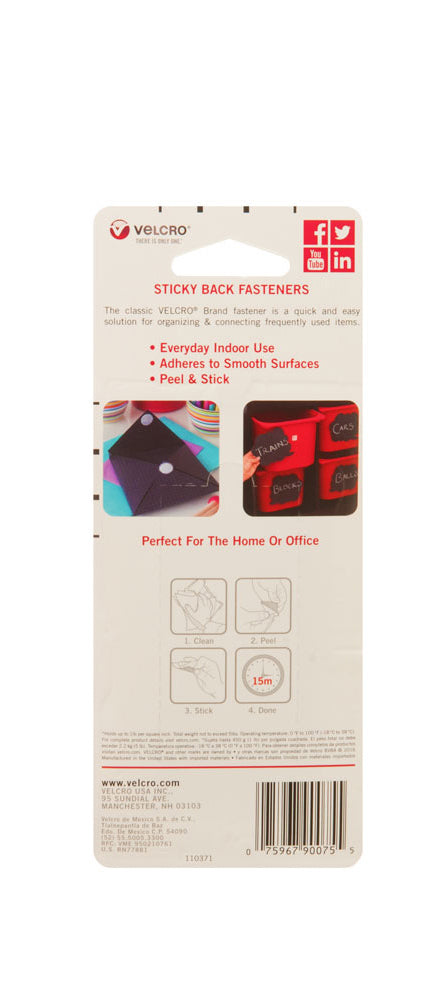 VELCRO® General Purpose Sticky Back Strips – Black – 5lb – Pack of 4