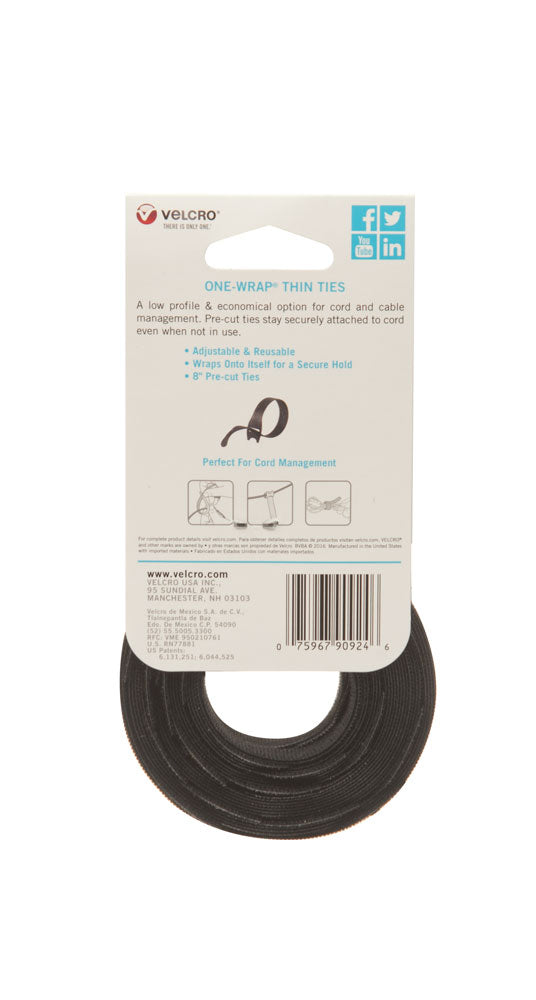 VELCRO® One-Wrap Thin Pre-cut Ties
