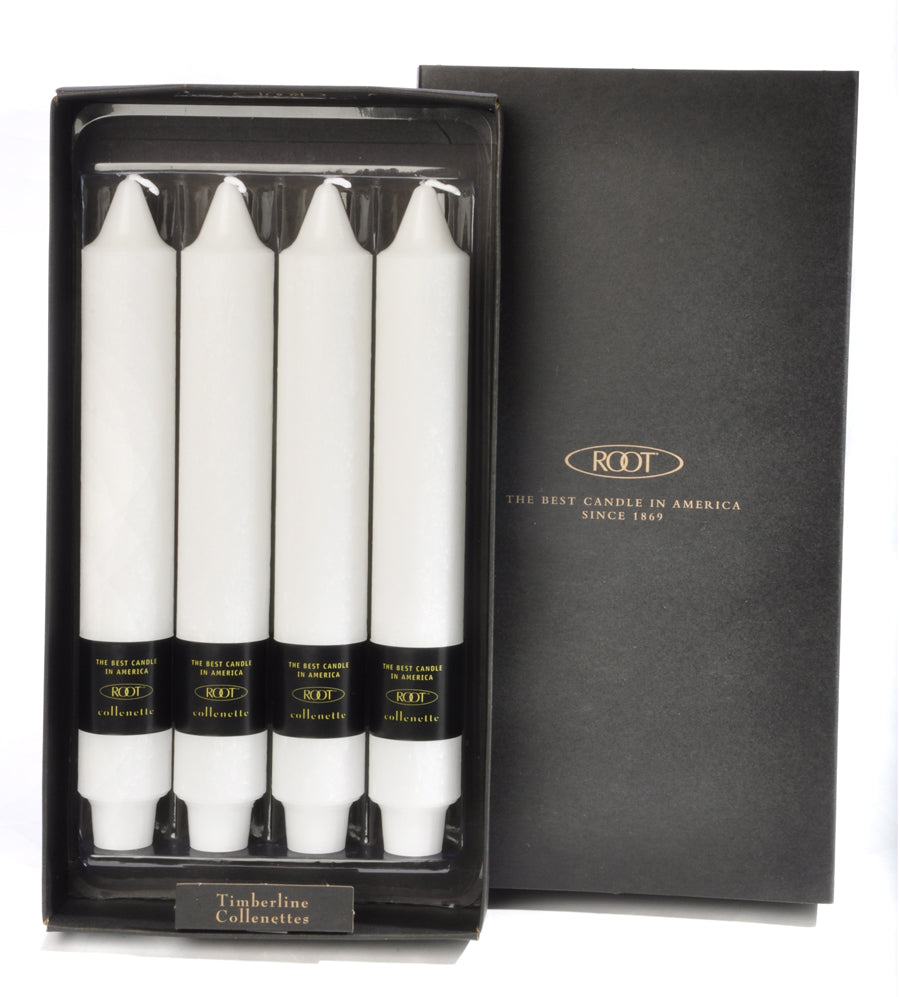 Root Timberline Collenette Candle – White – 9" – Box of 4