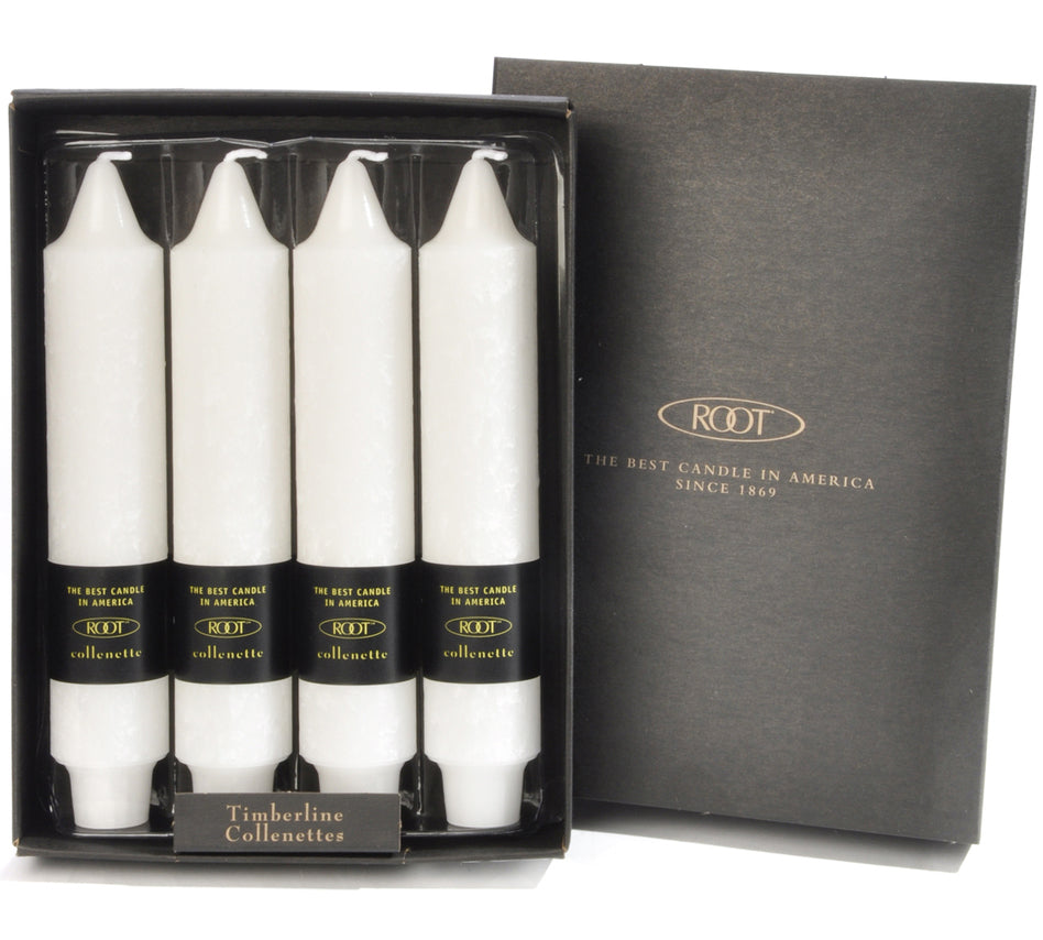 Root Timberline Collenette Candle – White – 7" – Box of 4