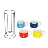 Bialetti Cappuccino Cups with Stand – Multicolor – Set of 4