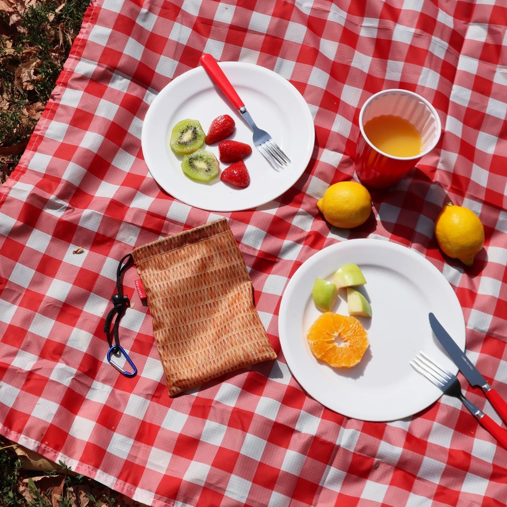 Kikkerland – Folding Gingham Picnic Blanket – 76" x 53"