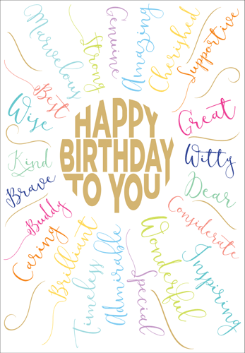 Caspari – Friend Birthday Compliments Card – 1 Card & 1 Envelope