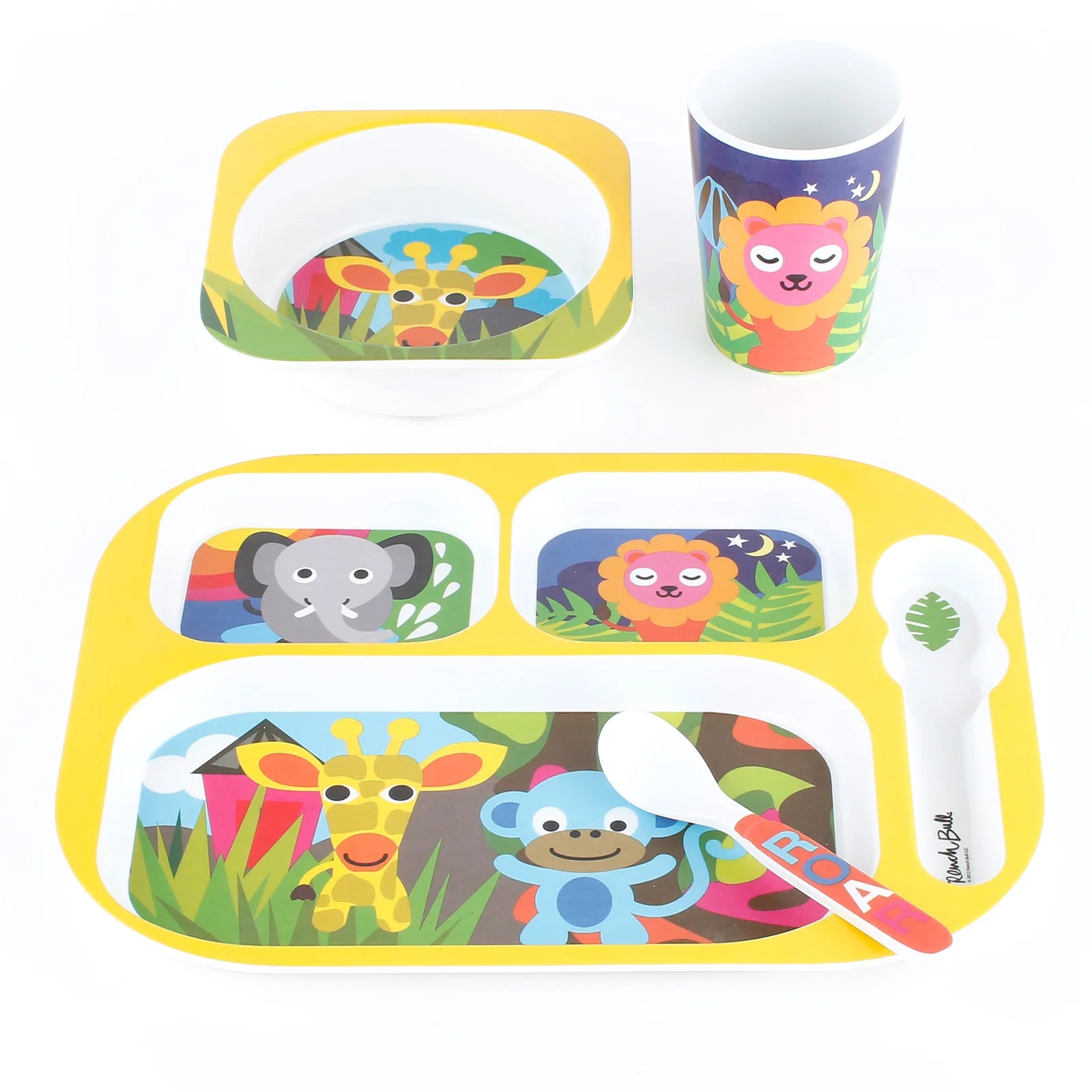 French Bull Kids Everyday Melamine 4 Piece Tableware Set – Jungle Animals