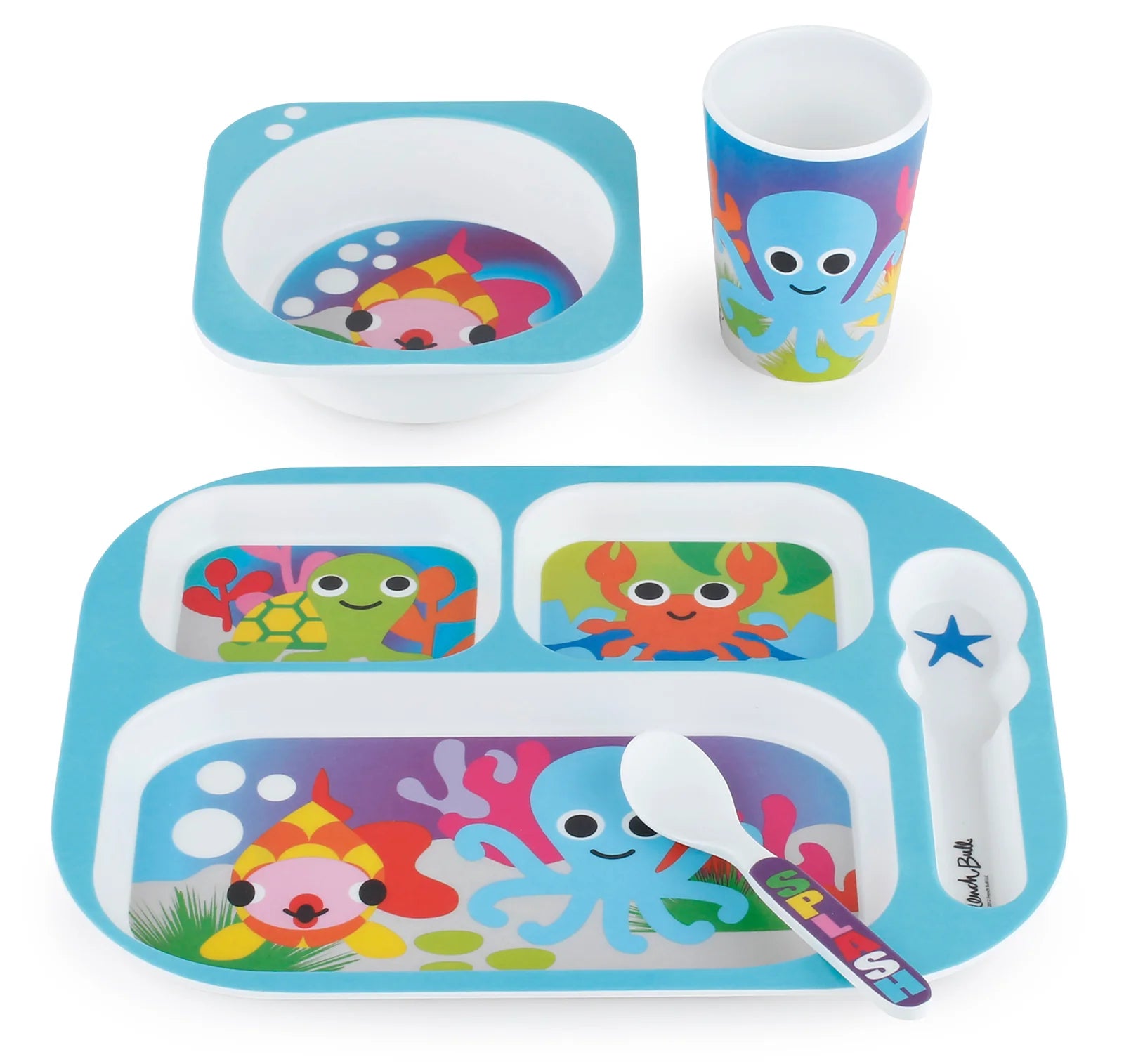 French Bull Kids Everyday Melamine 4 Piece Tableware Set – Ocean Animals