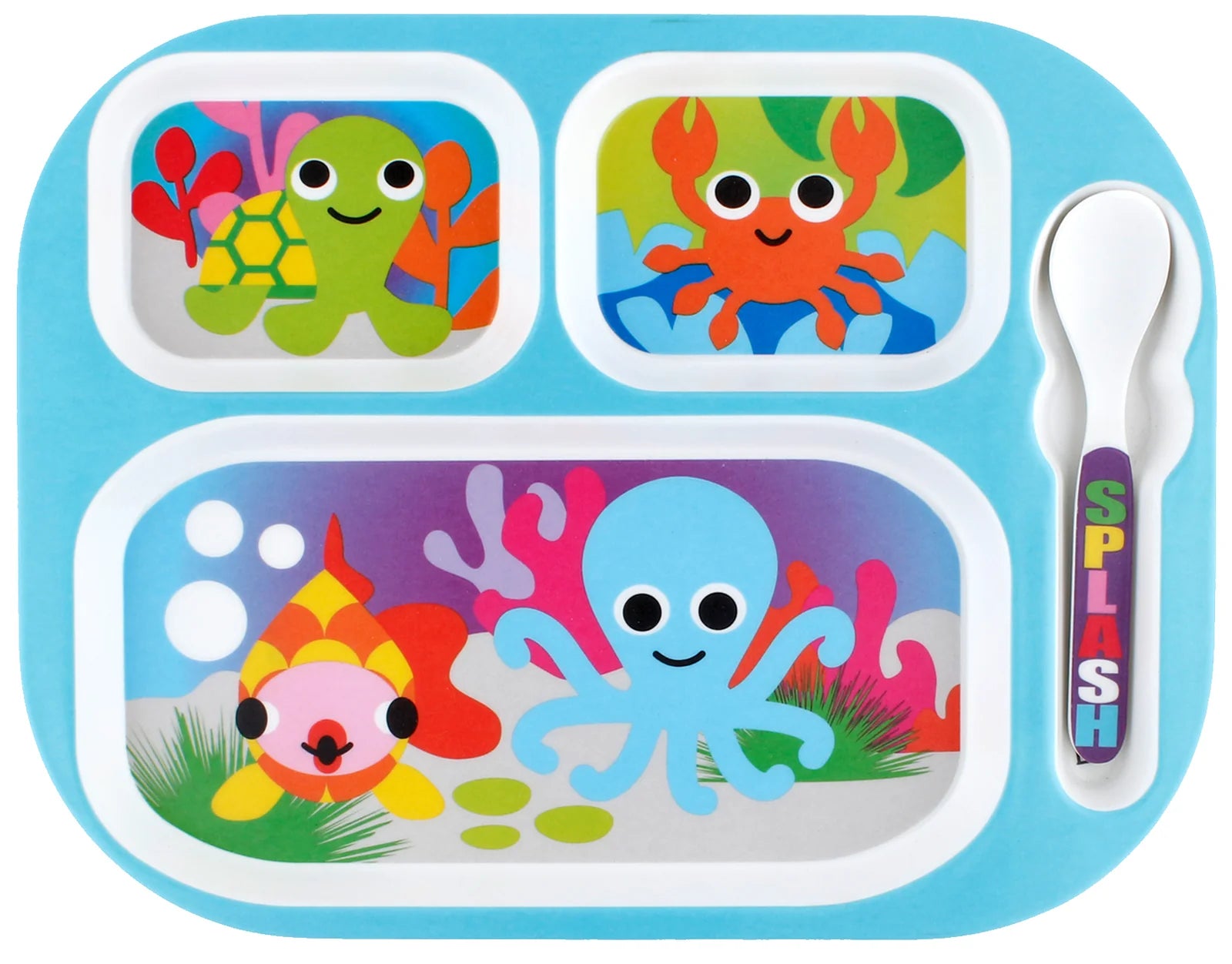 French Bull Kids Everyday Melamine 4 Piece Tableware Set – Ocean Animals