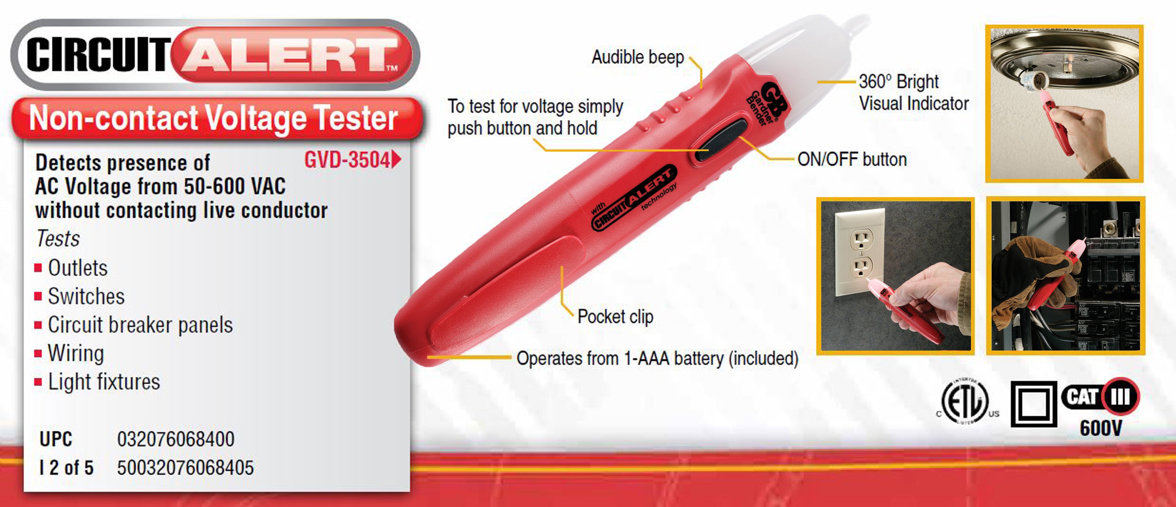 Circuit Alert Non-Contact Voltage Detector Tester