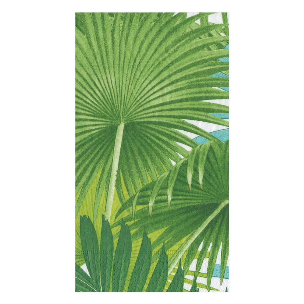 Caspari Palm Fronds in White Guest Towels - 15pk