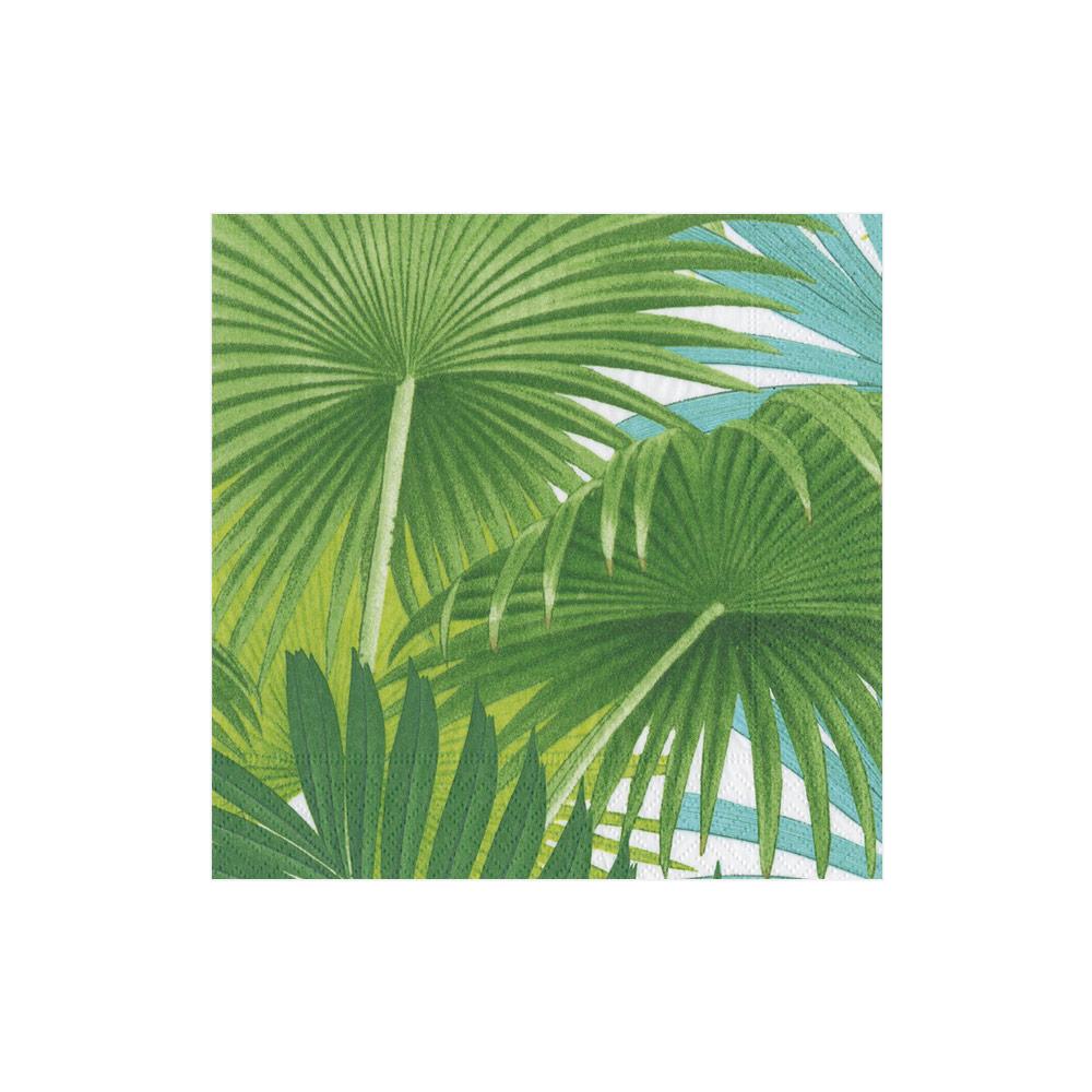 Caspari Palm Fronds in White Cocktail Napkins - 20pk