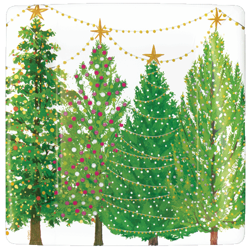 Caspari Tree With Lights Paper Salad & Dessert Plates - 8pk