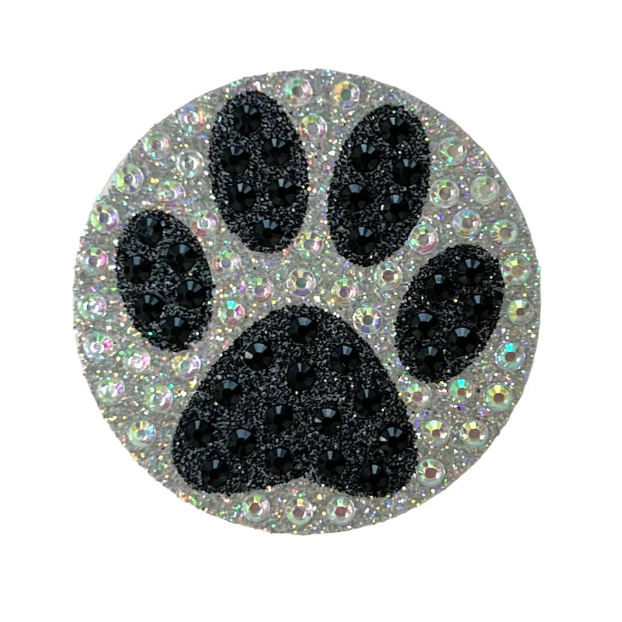 StickerBeans Black Paw Sparkle Sticker – 2"