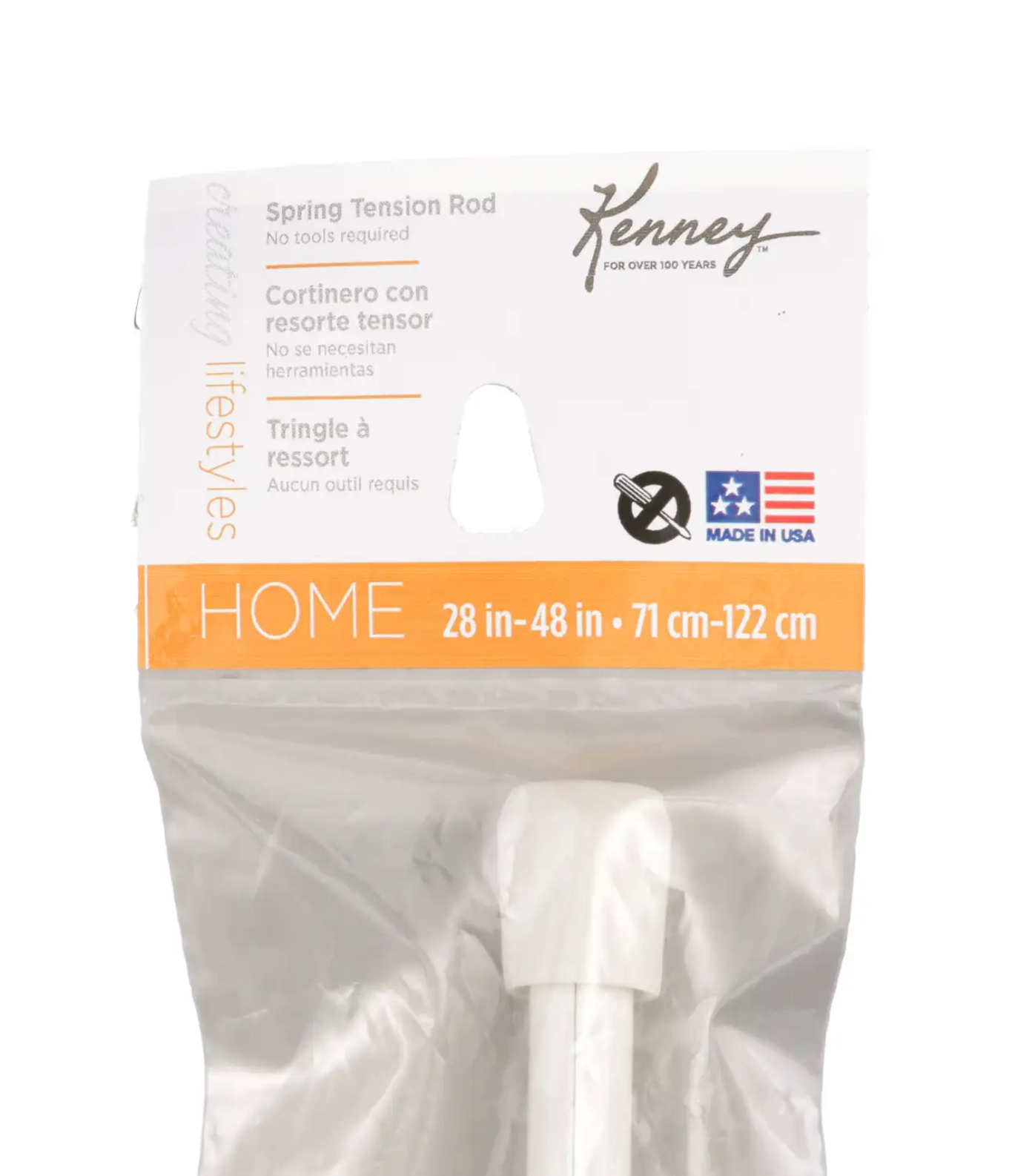 Spring Tension Rod – White – 28" to 48"