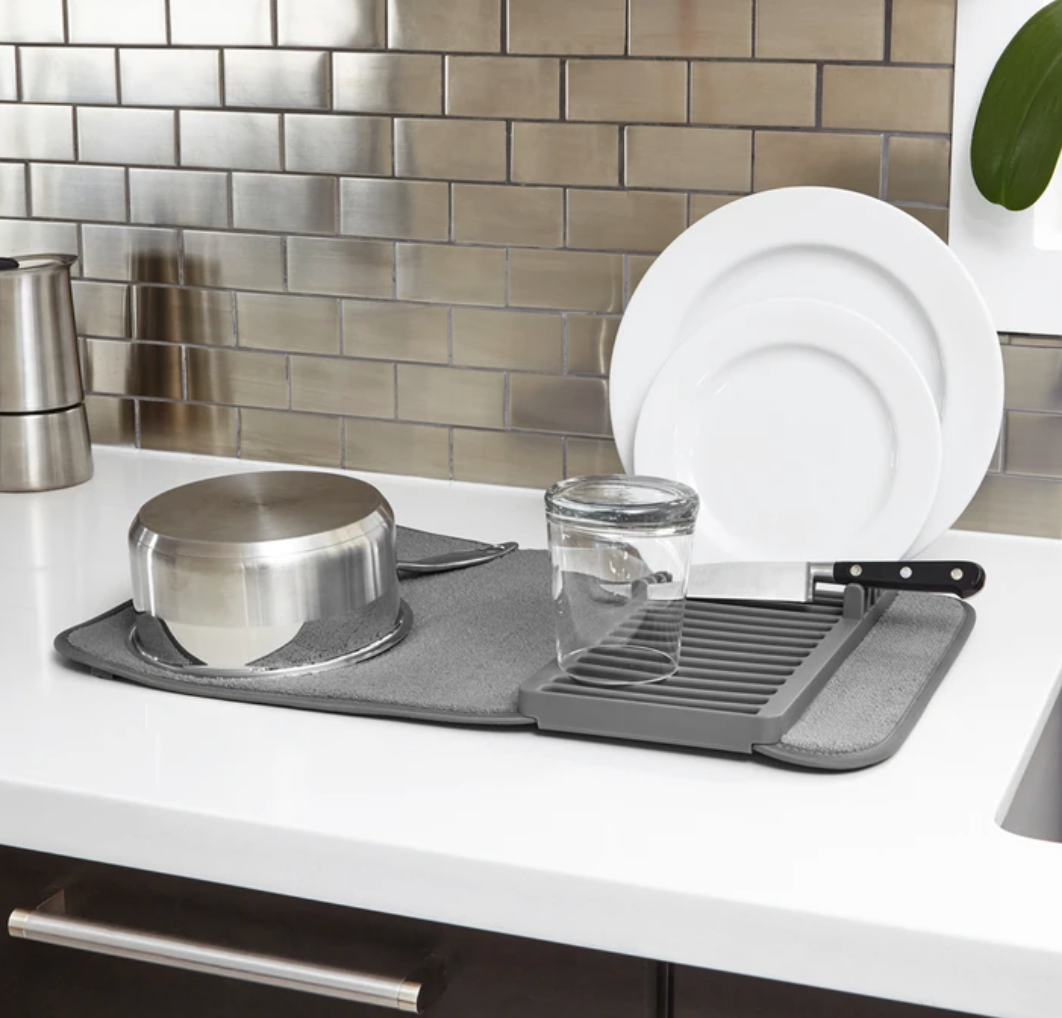 Umbra Dish Drying Rack & Mat In One – Charcoal