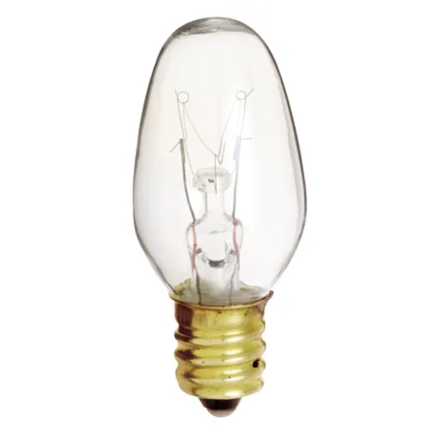 7 Watt Dimmable C7 Candelabra (E12) Incandescent Bulbs – 2 pk