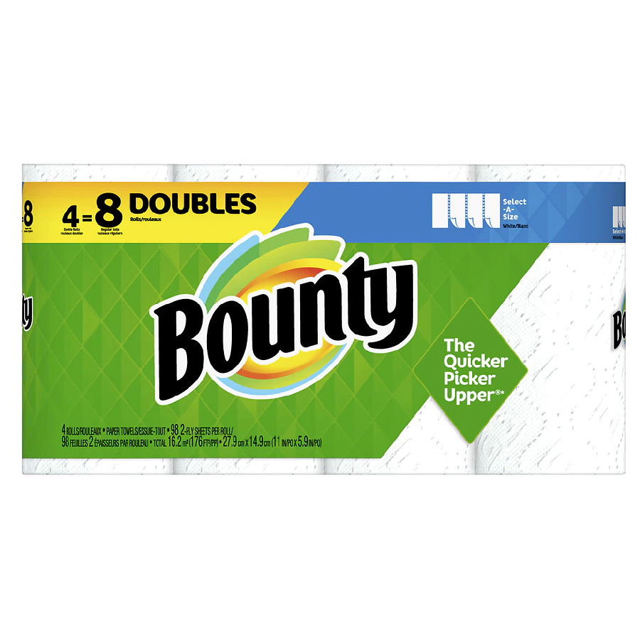 Bounty Select-A-Size Paper Towels – 4 Double Size Rolls