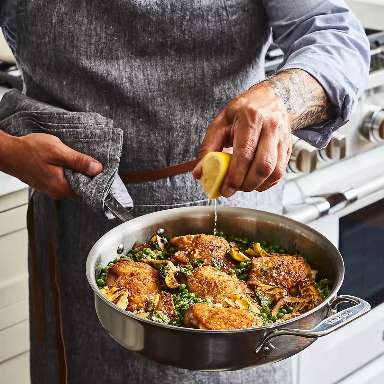 All-Clad D5 Brushed Stainless Steel Saute Pan With Lid – 3qt