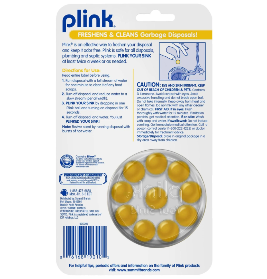 Plink Garbage Disposal Freshener & Cleaner, Fresh Lemon