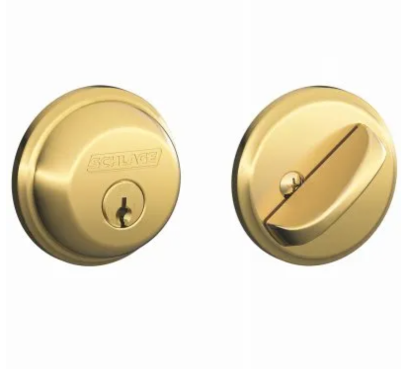 Schlage Bright Brass Single-Cylinder Deadbolt Lock
