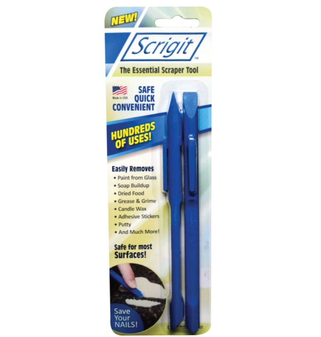 Scrigit Scraper Tool – Non-Scratch Dual Ends – Deep Clean Small Spaces – Set of 2
