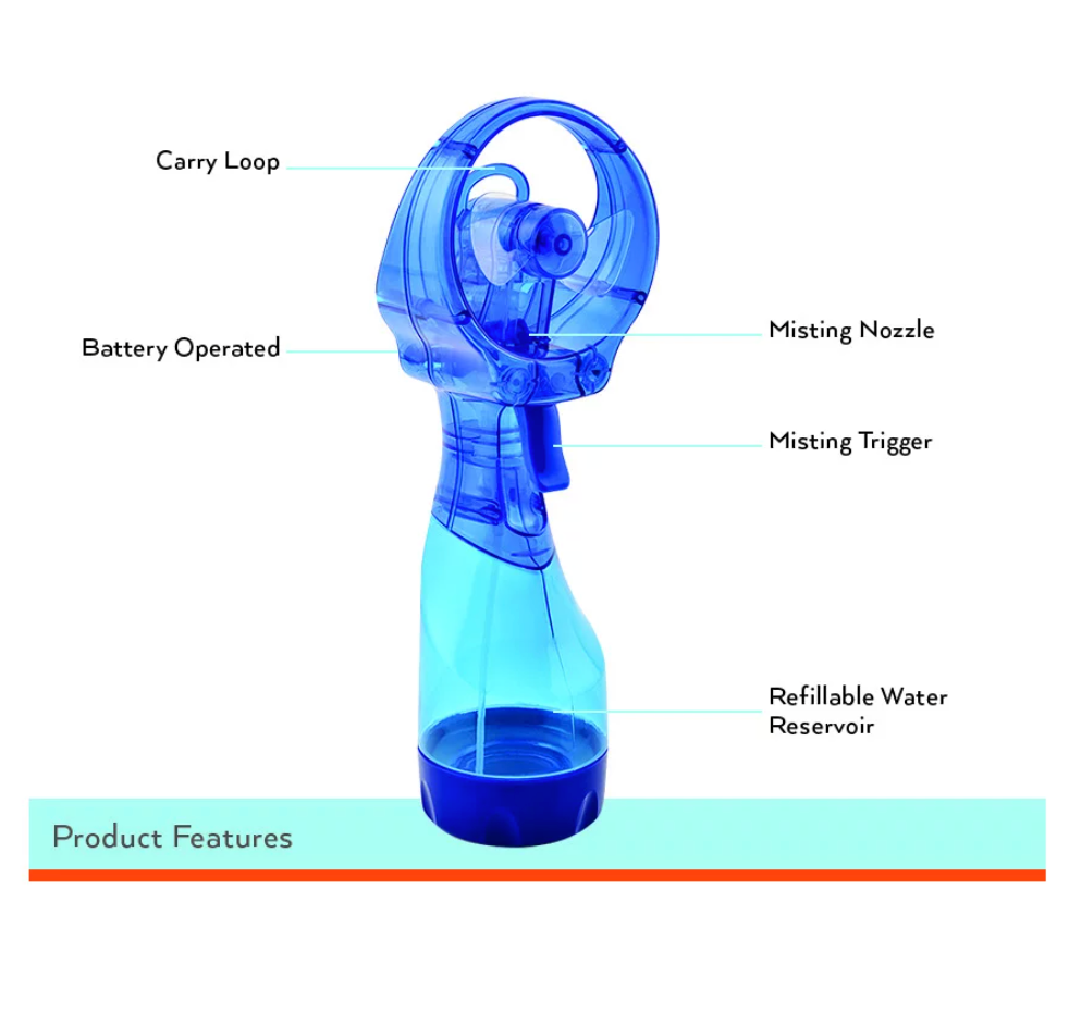 Deluxe Misting Fan – Assorted Colors