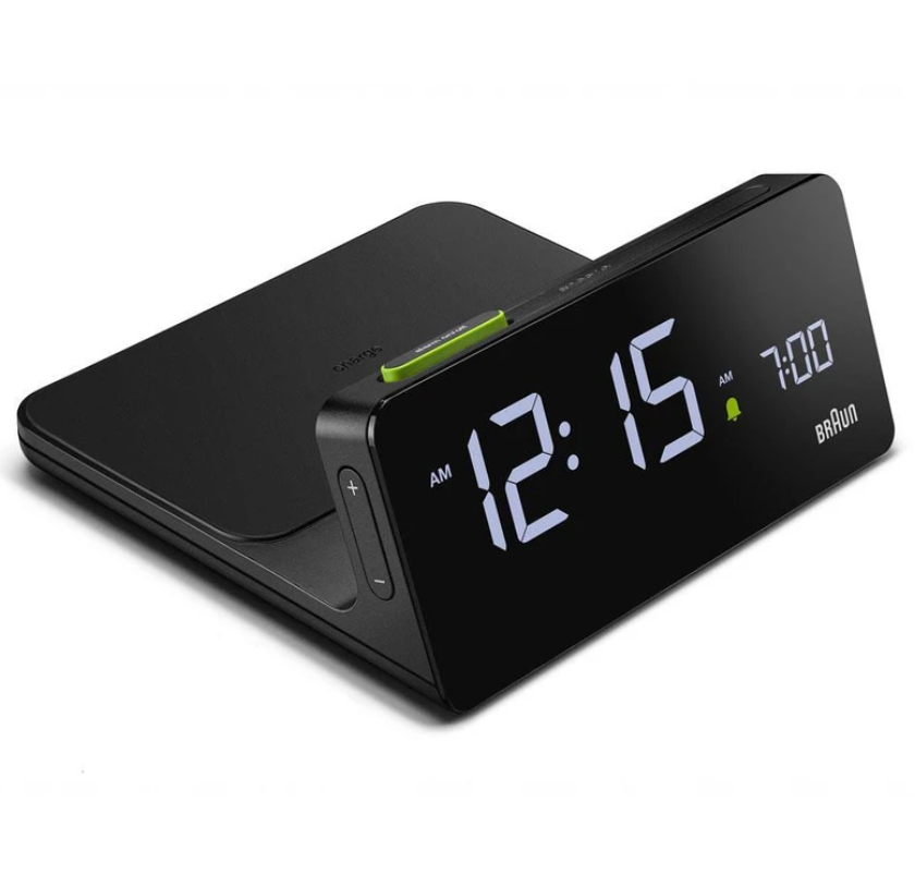 Braun Digital Clock – Wireless Charging Dock - Black