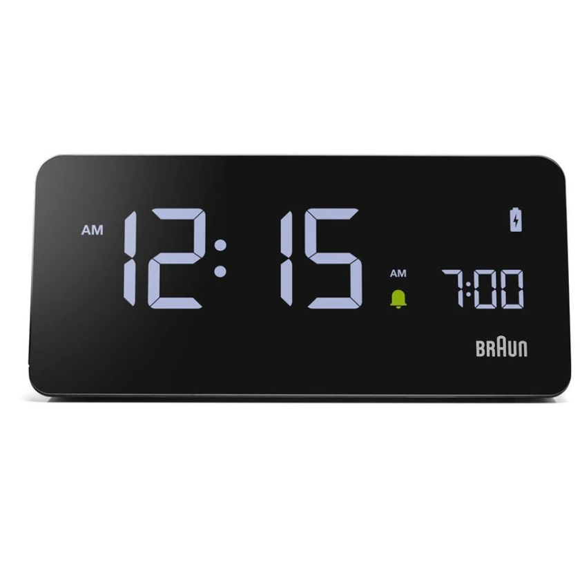 Braun Digital Clock – Wireless Charging Dock - Black