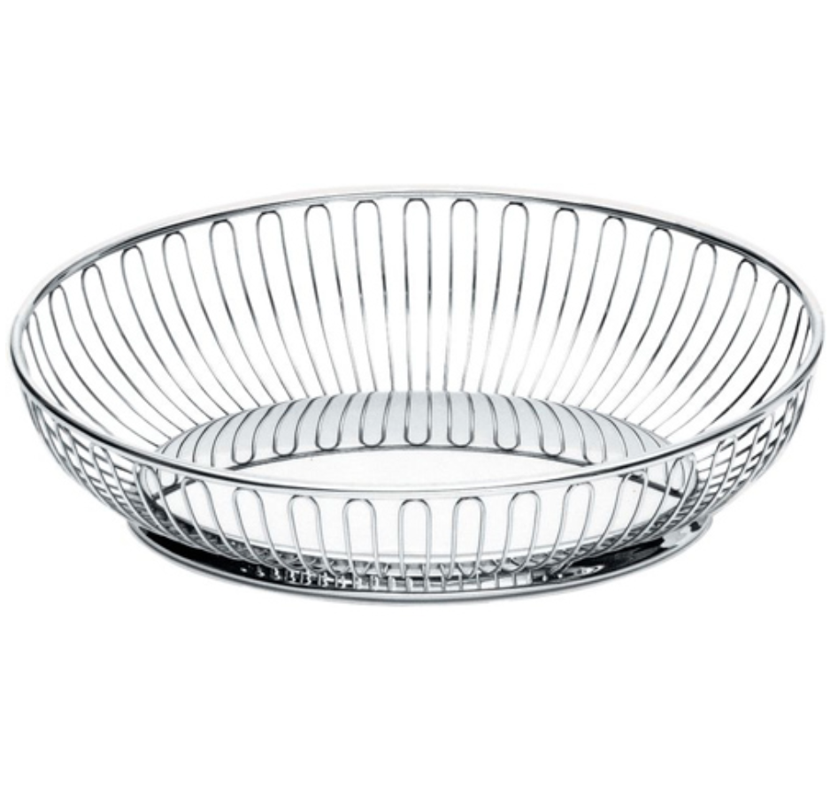 Alessi "829" Oval Wire Metal Basket – 11"x 8" – Polished Stainless