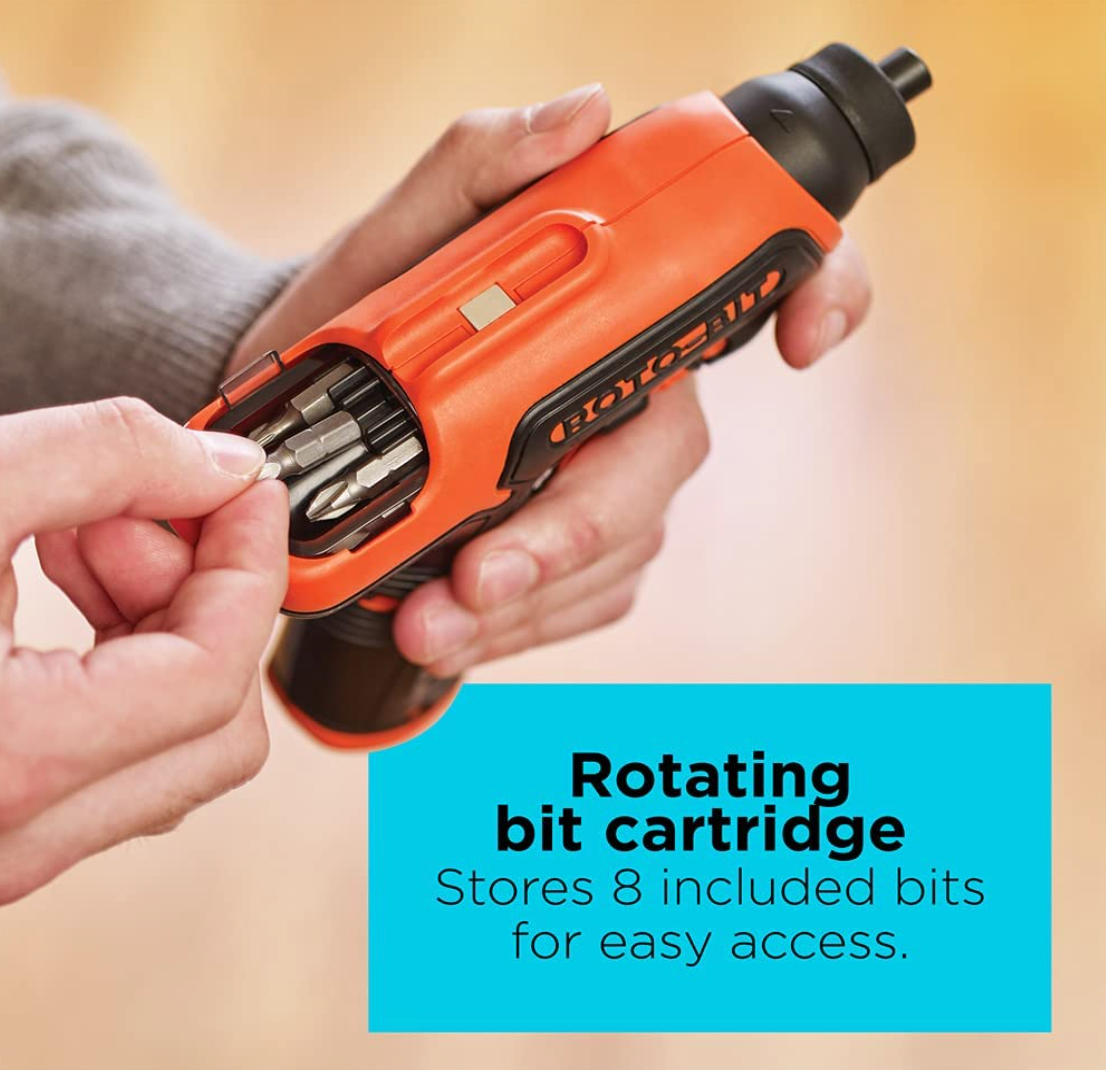 Black + Decker Cordless Screwdriver with Bit Storage