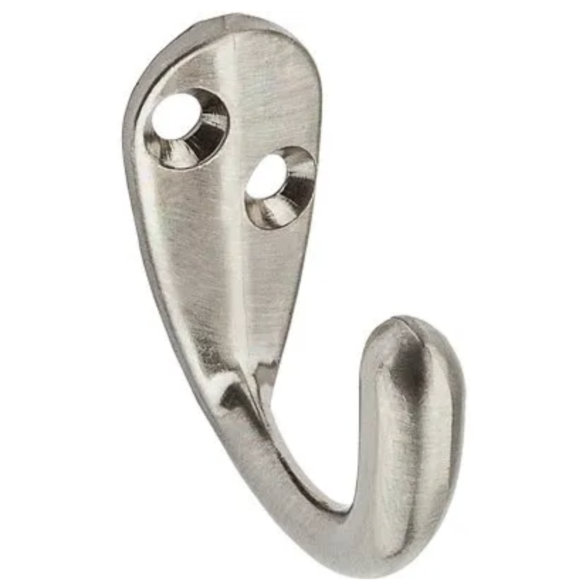 Die-Cast Zinc With Satin Nickel Finish Hooks – Pack of 2