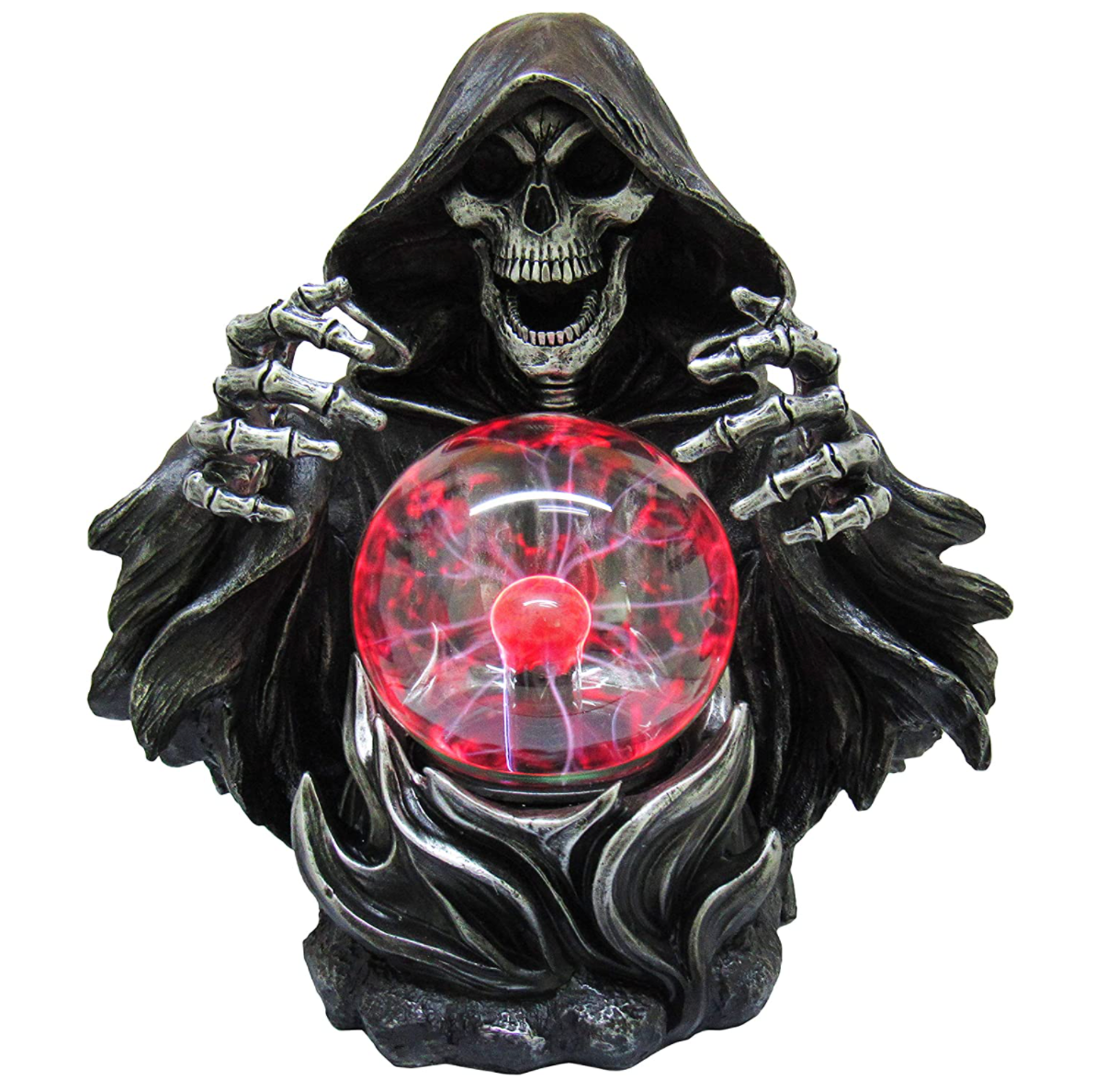 Grim Reaper Gothic Figurine Lamp With Crystal Plasma Orb – 24"