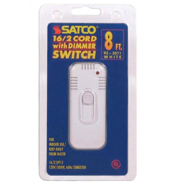 Table Top Lamp Dimmer Slide – 8ft Cord – White