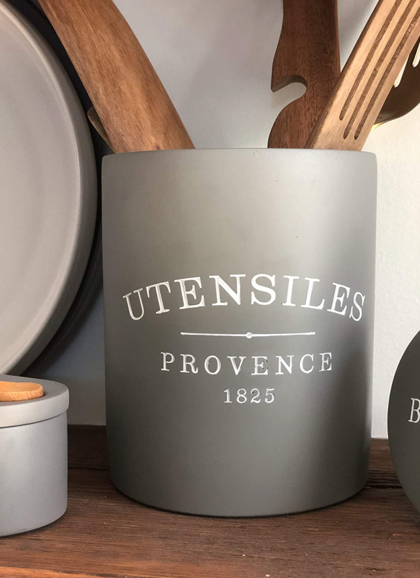 Concrete Utensil Crock or Flower Vase – Gray