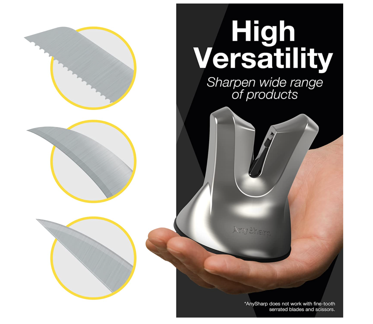 AnySharp XBlade Professional Knife Sharpener with PowerGrip – Satin Silver