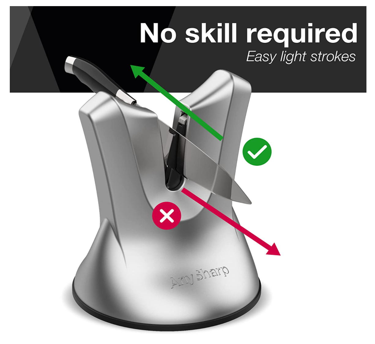 AnySharp XBlade Professional Knife Sharpener with PowerGrip – Satin Silver