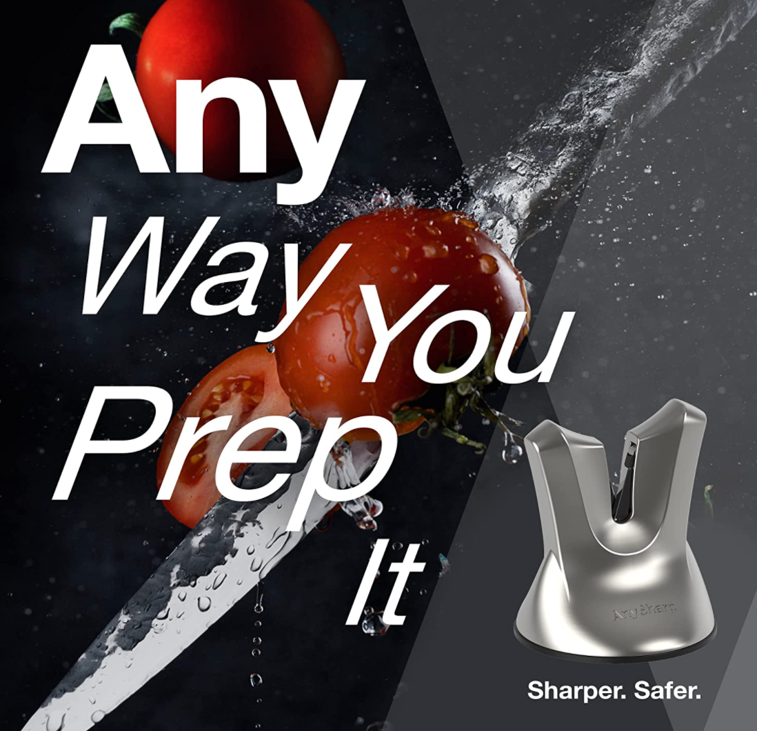 AnySharp XBlade Professional Knife Sharpener with PowerGrip – Satin Silver