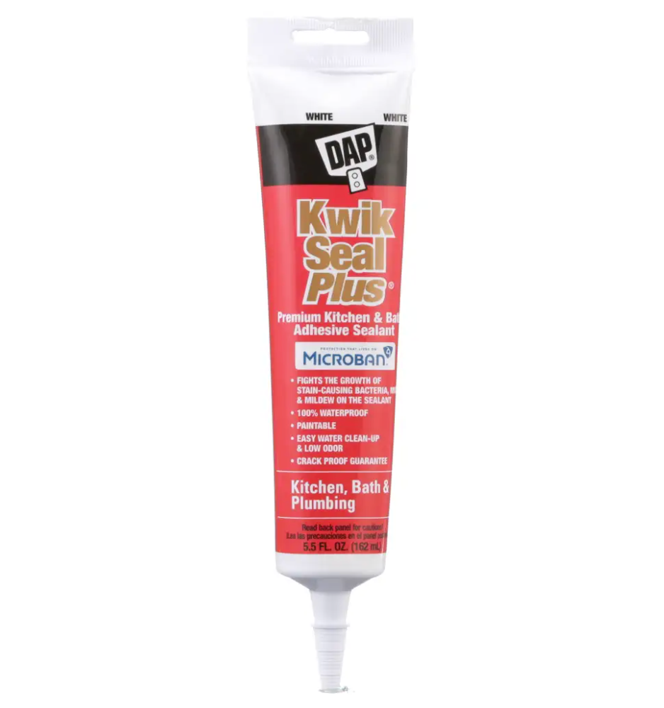 Dap Kwik Seal Plus Kitchen & Bath Microban Caulk – White – 5.5oz