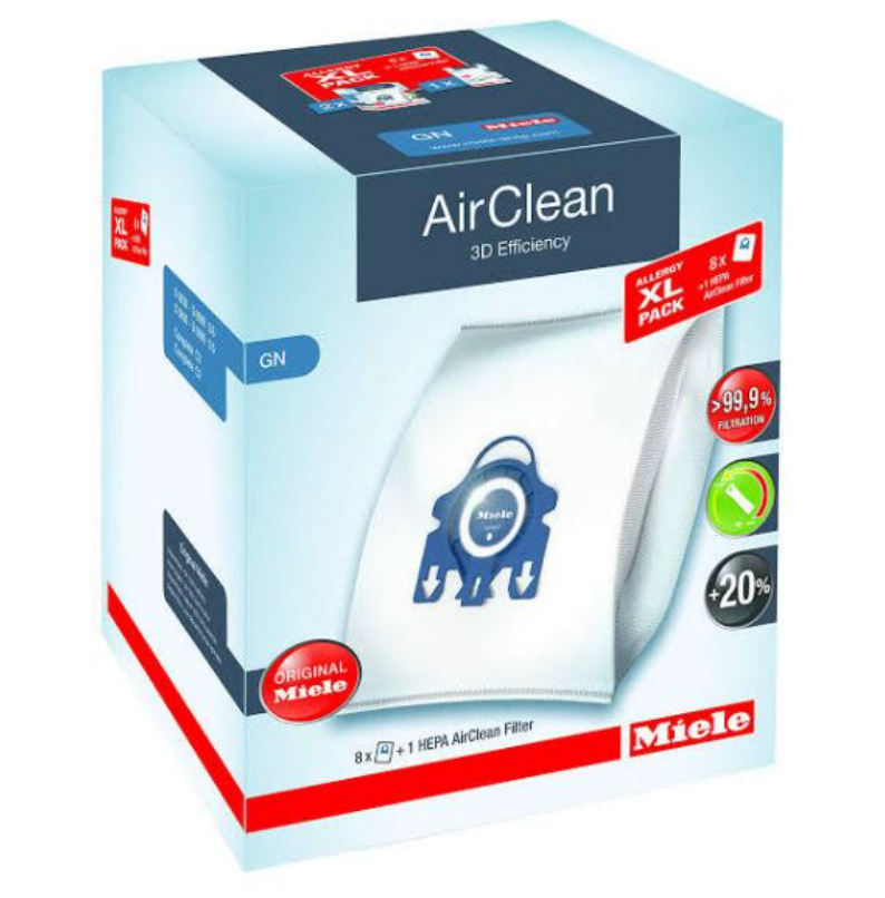 Miele Allergy GN Allergy Pack – 8 AirClean 3D Efficiency GN Bags | 2 Pre Motor Filters | 1 SF-HA50 HEPA Filter