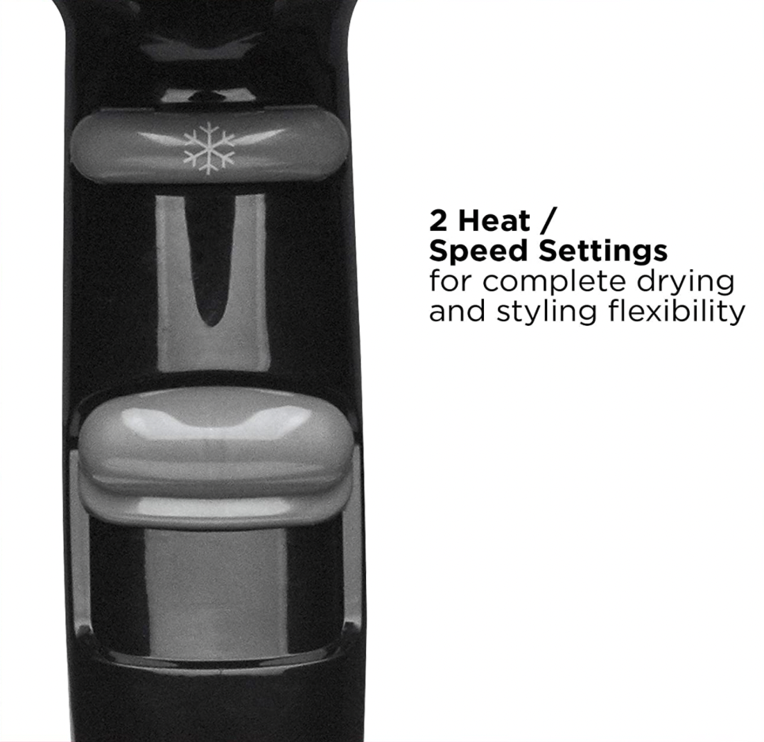 Revlon Essentials Lightweight + Compact Travel Hair Dryer – Black