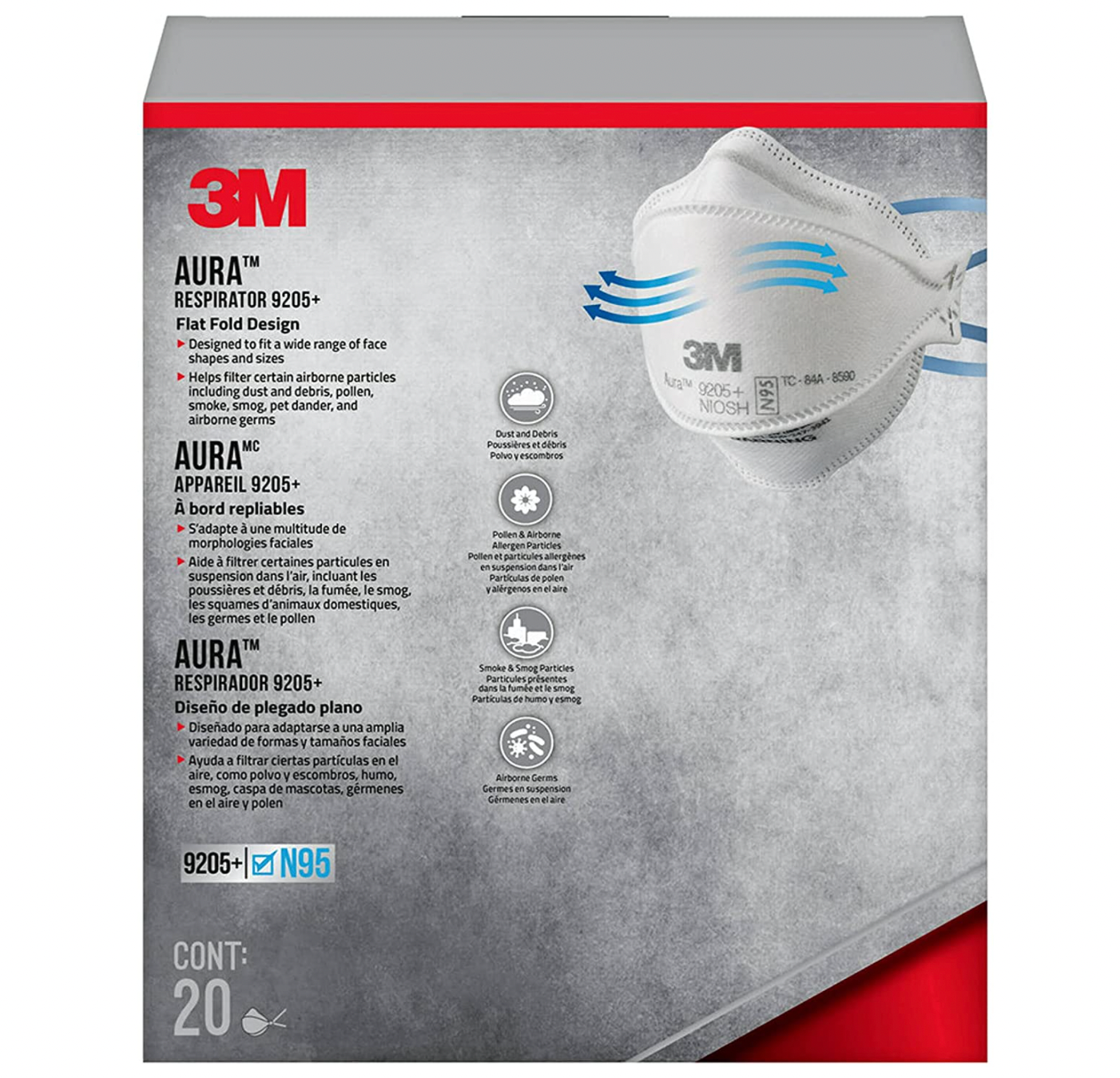 3M™ Aura™ N95 Particle Respirator 9205+ – Pack of 20