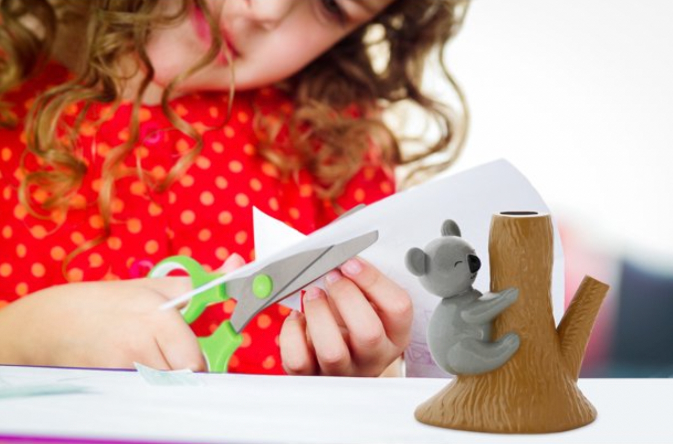 Scissors with Animated Koala Holder | Stainless Steel | Sized Right for Kids