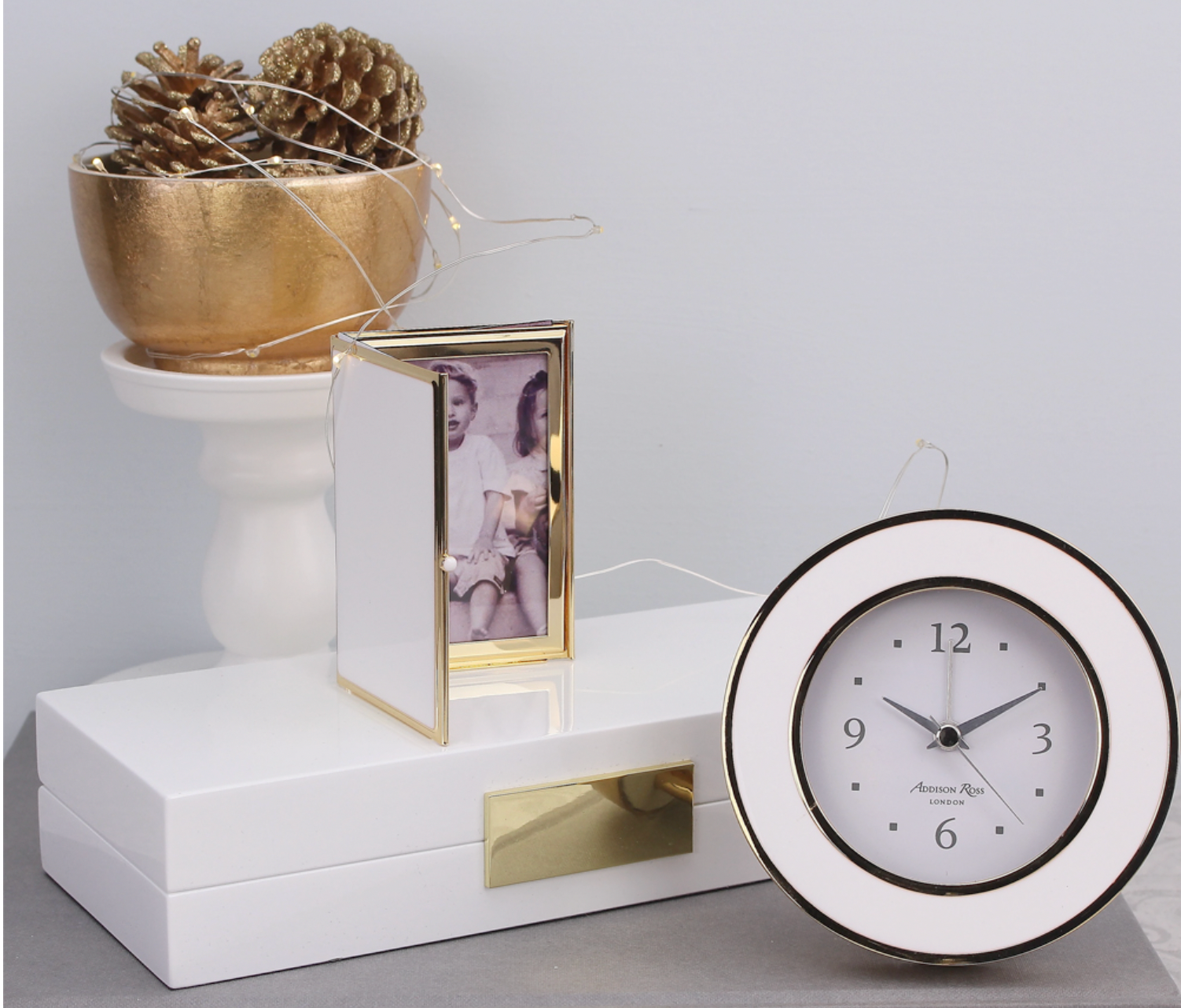 Addison Ross White Lacquer Jewelry Box