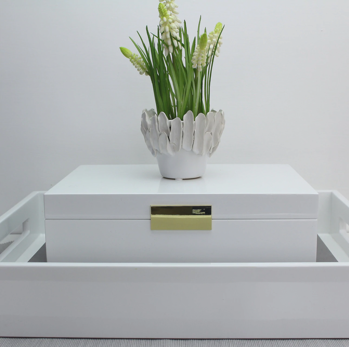 Addison Ross Large White Lacquer Storage Box