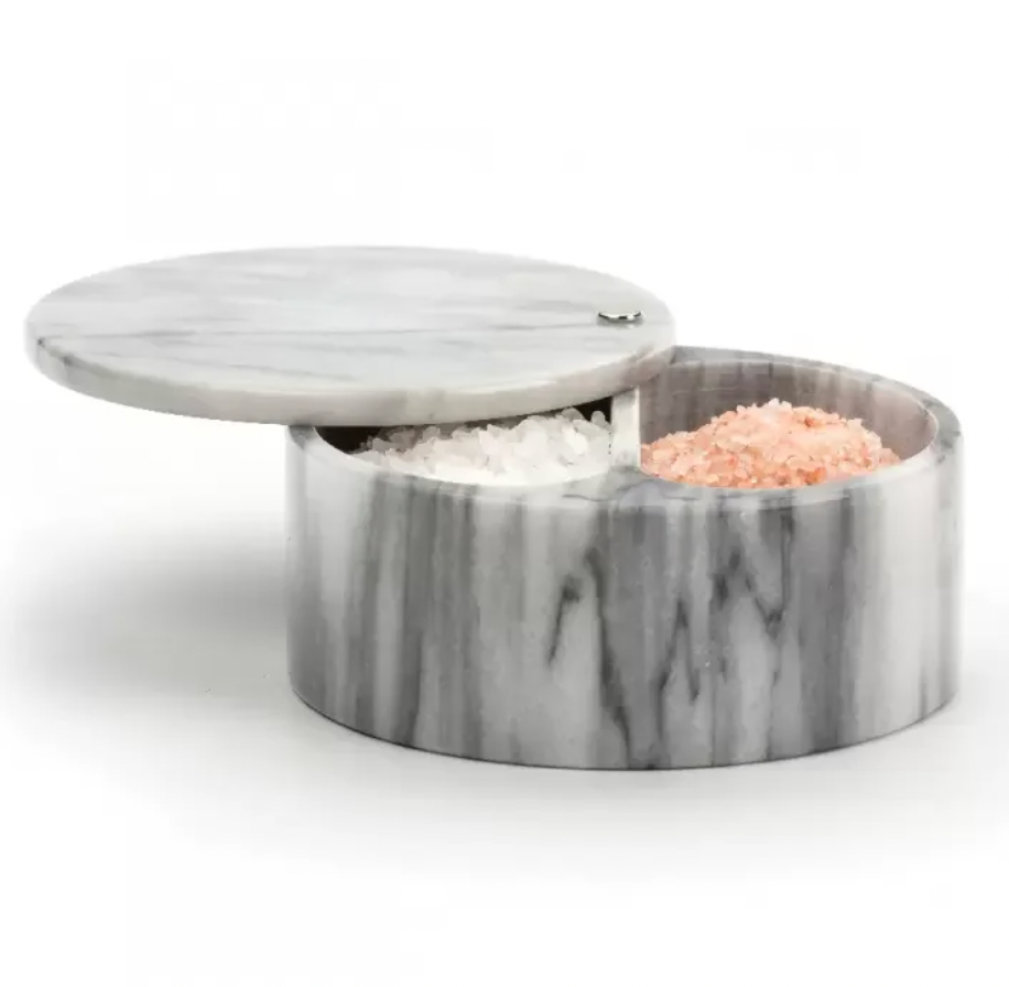 Salt Box with Swivel Top - White Marble