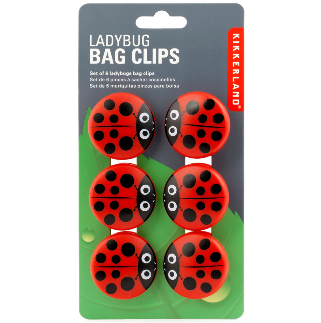 Kikkerland Ladybug Bag Clips – Set of 6