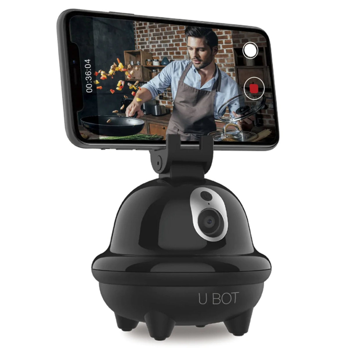 U Bot – Streaming Camera Bot Phone Stand With Smart Facial Recognition – Black
