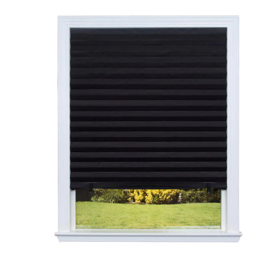 Redi Shade Paper Blackout Peel and Stick Window Shade - Black – 48 in. W x 72 in.