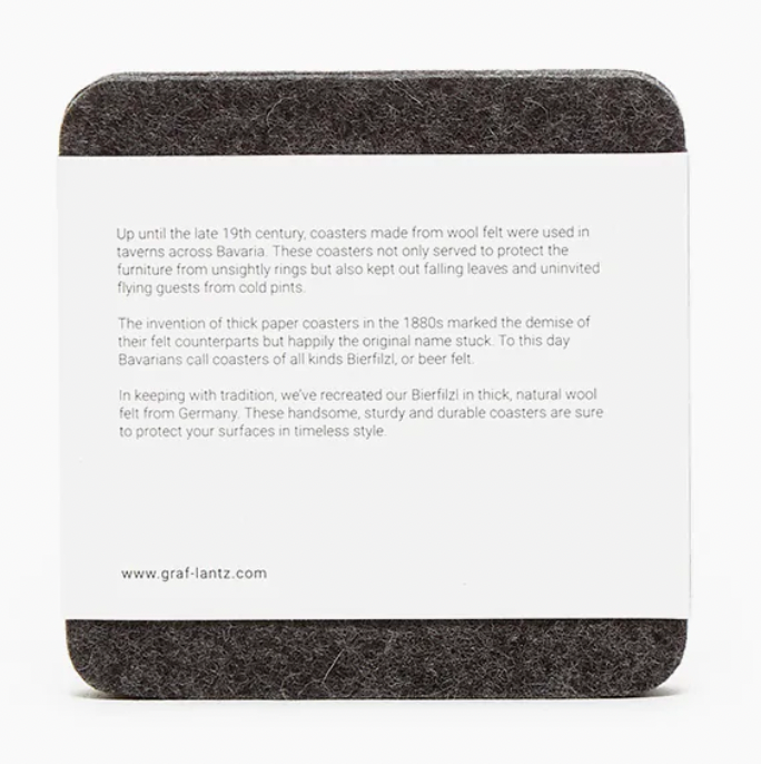 Graf Lantz Bierfilzl Square Felt Coaster – Charcoal – 4pk