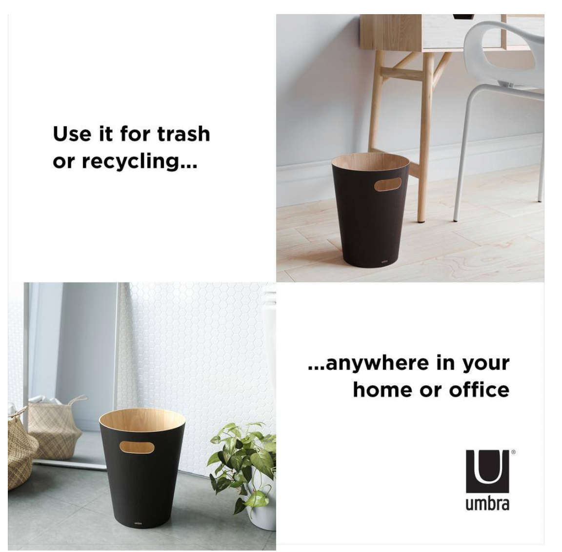 Umbra Woodrow Waste Can – Black