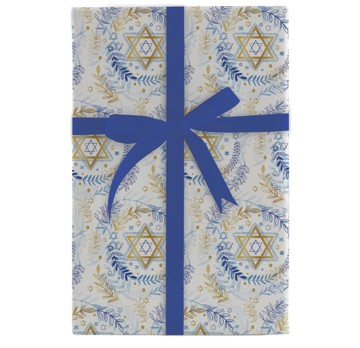 Judaic Stars and Leaves Gift Wrap Roll on High Quality Paper - 30" x 10' Roll – Local Delivery Only