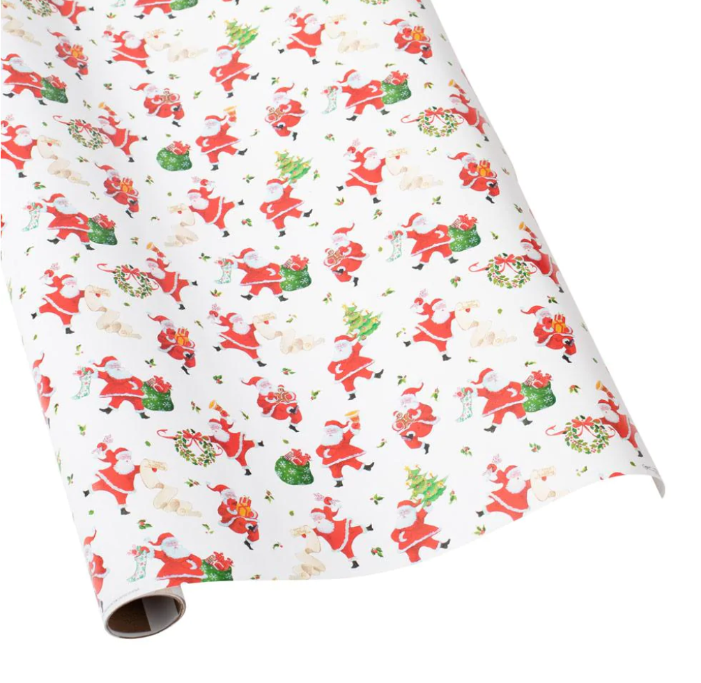 Caspari Dancing Santas Gift Wrap Paper - 30" x 8' Roll – Local Delivery Only